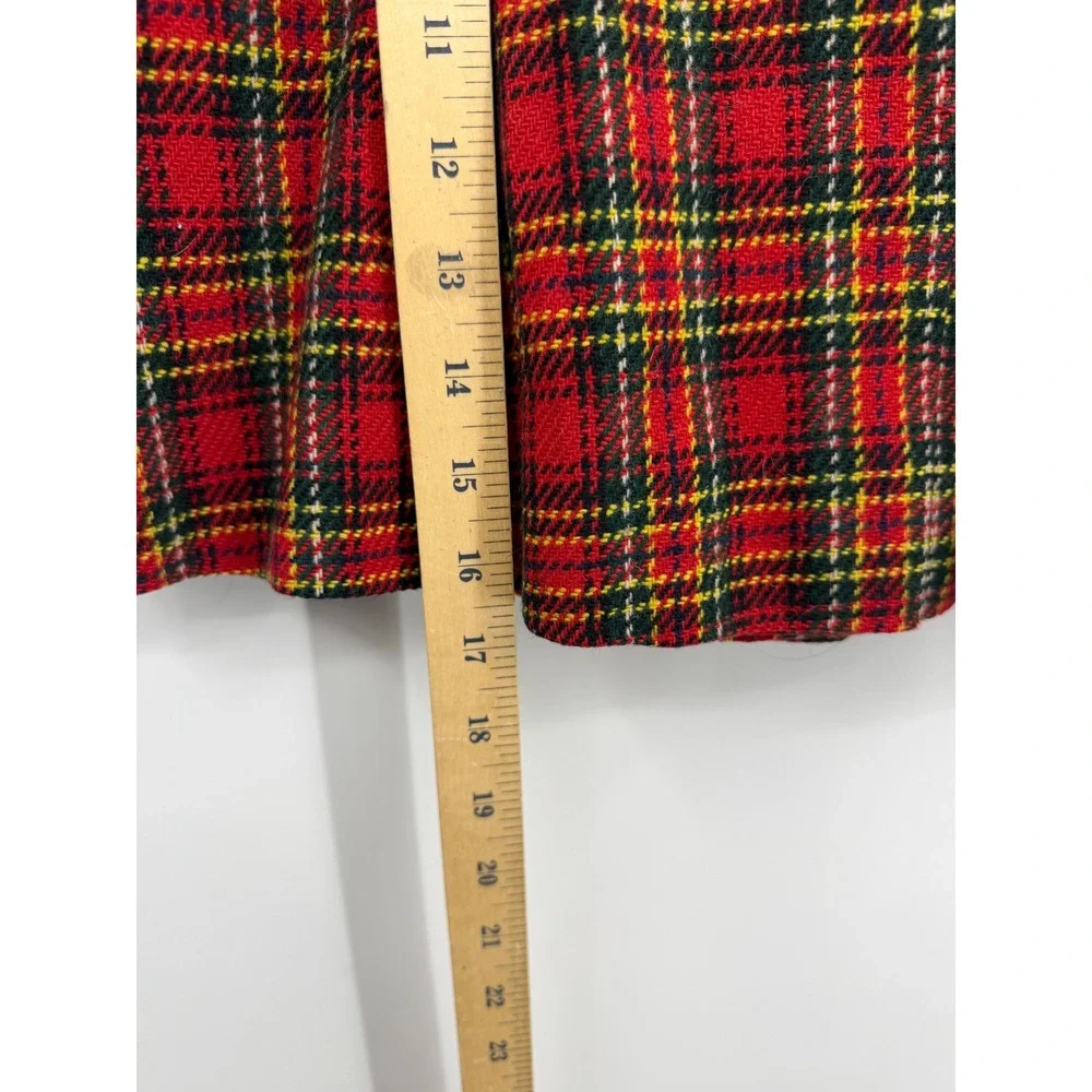 Vtg Plaid Coat girls 12 months 2T Red Tartan Velvet Trim Double Breasted Jacket
